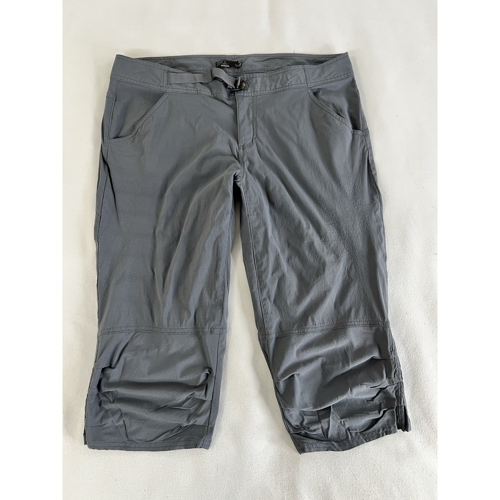 Prana Pants Womens 14 Gray Cinch 3/4 Length Knicker Hiking Climbing Travel